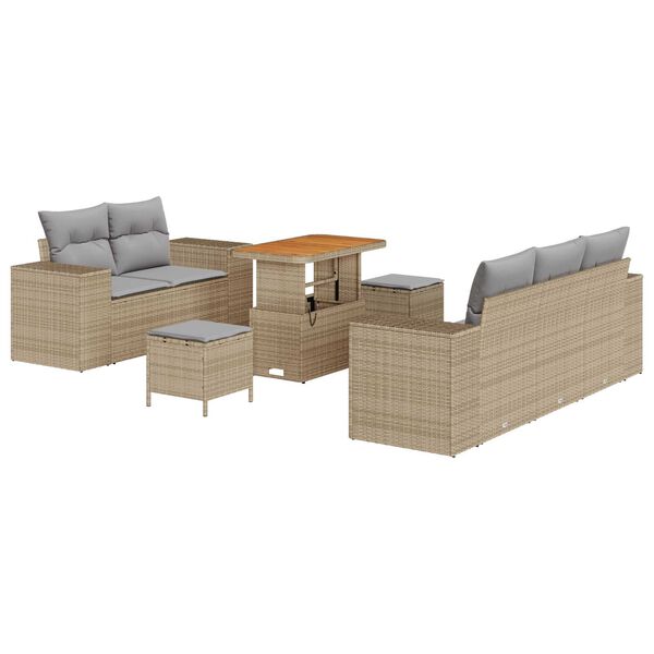 vidaXL Gartensofa-set mit Kissen 8 pcs Beige und Hellgrau Poly Rattan