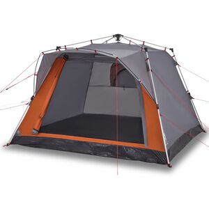 vidaXL Campingzelt 4 Personen Grau und Orange Quick Release