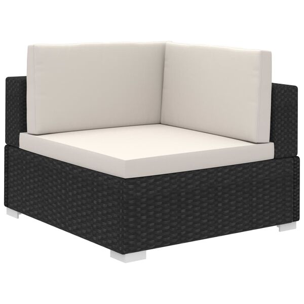 vidaXL 8-tlg. Garten-Lounge-Set mit Auflagen Poly Rattan Schwarz