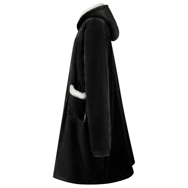 vidaXL Decken-Hoodie Schwarz 95 x 85 cm Fleece und Flanell