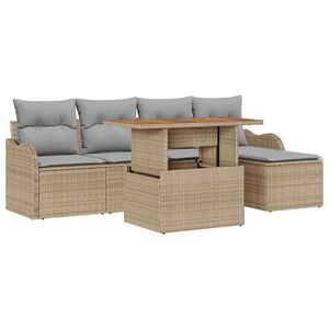 vidaXL Gartensofa-set mit Kissen 6 pcs Beige und Hellgrau Poly-Rattan