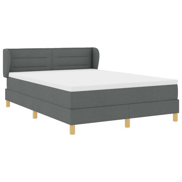 vidaXL Boxspringbett mit Matratze Dunkelgrau 140 x 200 cm Stoff