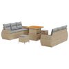 vidaXL Gartensofa-set mit Kissen mit Speicher 9 pcs Beige Poly-Rattan