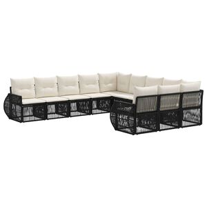 vidaXL Gartensofa-set 11 pcs Schwarz und Cremewei&szlig; Poly-Rattan