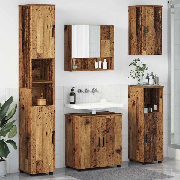 vidaXL Badezimmerm&ouml;bel-Set 5 pcs Altholz Holzwerkstoff & Metall