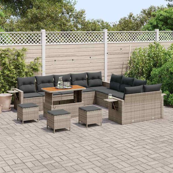 vidaXL Gartensofa-set 14 pcs Grau Poly-Rattan