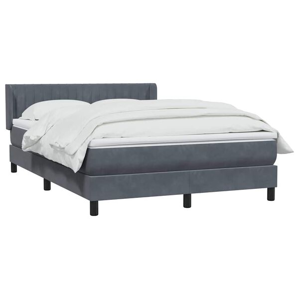 vidaXL Boxspringbett mit Matratze Dunkelgrau 140x210 cm Samt