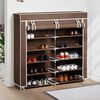 vidaXL Stoff Schuhschrank mit Abdeckung 115 x 28 x 110 cm Braun