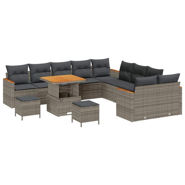 vidaXL Gartensofa-set 13 pcs Grau Poly-Rattan