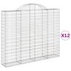 vidaXL Gabionen mit Hochbogen 12 Stk 200x30x160/180cm Verzinktes Eisen