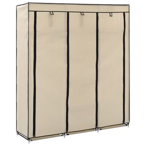 vidaXL Kleiderschrank mit F&auml;chern und Stangen Creme 150x45x175cm Stoff