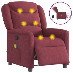 vidaXL Massagesessel Elektrisch Weinrot Stoff