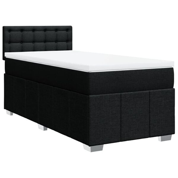 vidaXL Boxspringbett mit Matratze Schwarz 100x200 cm Stoff