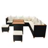 vidaXL 7-tlg. Garten-Lounge-Set mit Auflagen Poly Rattan Schwarz