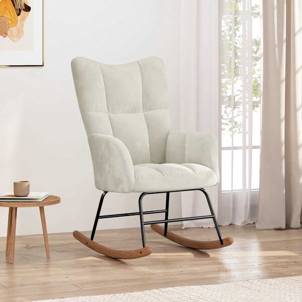 vidaXL Schaukelstuhl Samt Creme
