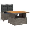 vidaXL 2-tlg. Garten-Essgruppe mit Kissen Grau Poly Rattan
