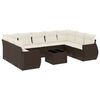 vidaXL 10-tlg. Garten-Sofagarnitur mit Kissen Braun Poly Rattan