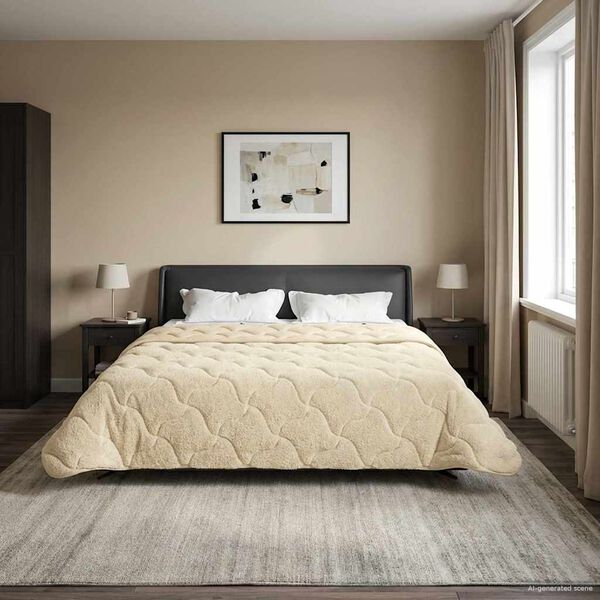 vidaXL Winterbettdecke Creme 200 x 200 cm Mikrofaser und Teddy-Fleece