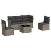 vidaXL 6-tlg. Garten-Sofagarnitur mit Kissen Grau Poly Rattan