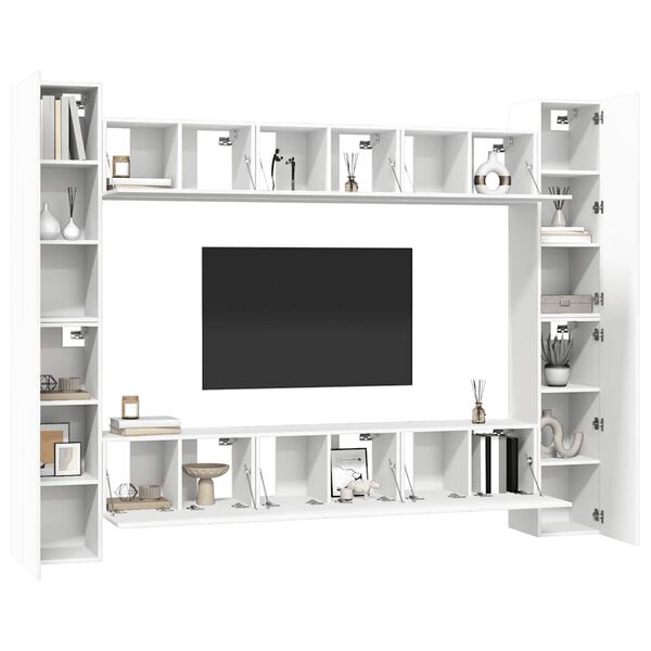 vidaXL 10-tlg. TV-Schrank-Set Wei&szlig; Holzwerkstoff