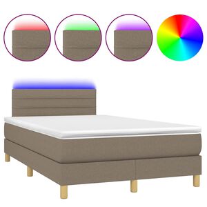 vidaXL Boxspringbett mit Matratze & LED Taupe 120x190 cm Stoff