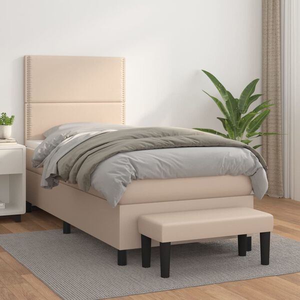 vidaXL Boxspringbett Matratze Cappuccino-Braun 100x200cm Kunstleder