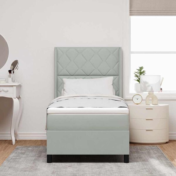 vidaXL Boxspringbett mit Matratze Hellgrau 90 x 200 cm Samt