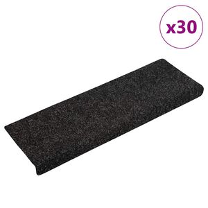 vidaXL Stufenmatten Selbstklebend 30 Stk. 65x21x4 cm Schwarz Rechteckiger Rand