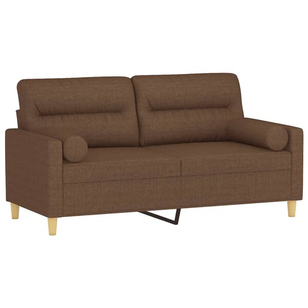 vidaXL 2-Sitzer-Sofa mit Zierkissen Braun 140 cm Stoff