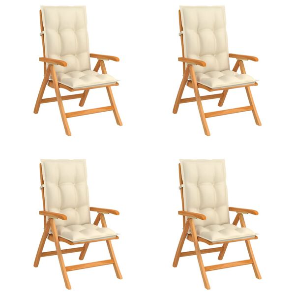 vidaXL Verstellbare Gartenst&uuml;hle mit Auflagen 4 Stk. Massivholz Teak