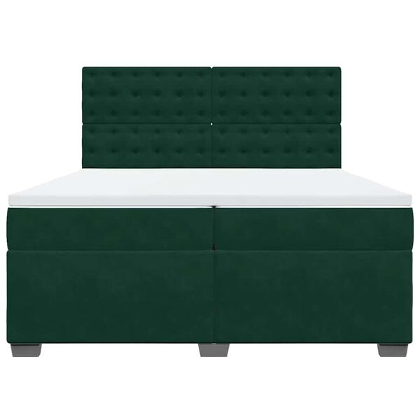 vidaXL Boxspringbett mit Matratze Dunkelgr&uuml;n 200x200 cm Samt