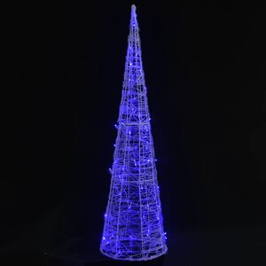 vidaXL LED-Kegel Acryl Weihnachtsdeko Pyramide Blau 90 cm