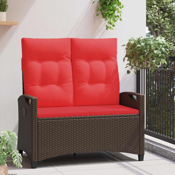 vidaXL Gartenbank Braun und Rot 105 x 60 x 112 cm Stahl und Polyester