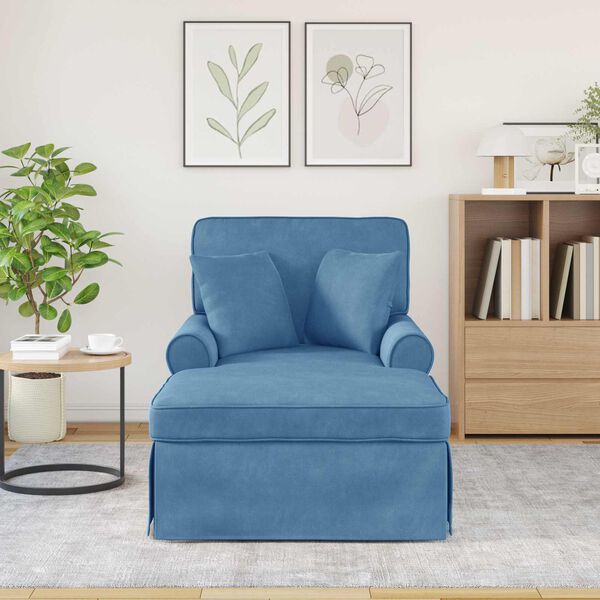 vidaXL Chaise Lounge mit Rock Blau 91 x 157 x 91 cm Rippenstoff