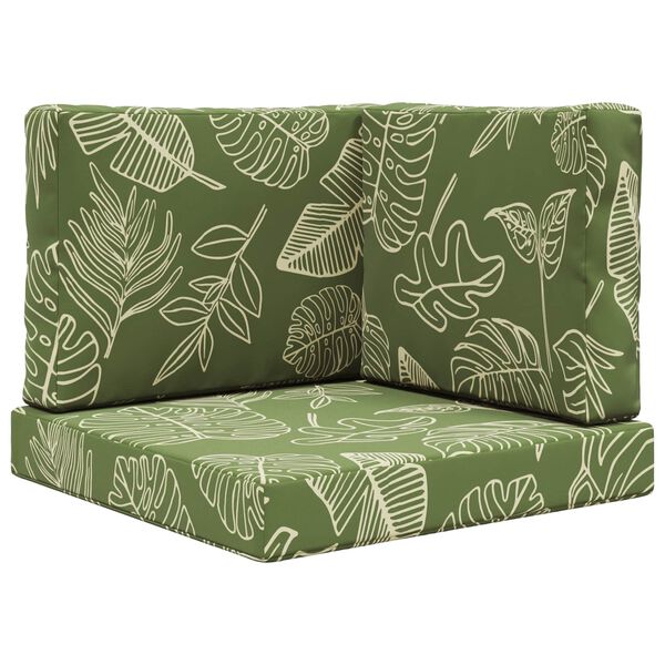 vidaXL Sofakissen f&uuml;r drau&szlig;en 3 pcs Blattdesign Polyester