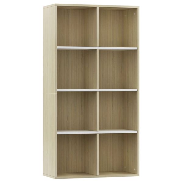 vidaXL Bücherregal/Sideboard Weiß Sonoma-Eiche 66×30×130 cm