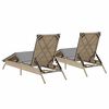 vidaXL Sonnenliegen mit Auflagen 2 Stk. Beige Poly Rattan