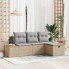 vidaXL Gartensofa-set mit Kissen mit Speicher 4 pcs Beige Poly-Rattan