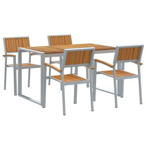 vidaXL Garten Essgruppe 5 stk. Grau Massivholz Akazie