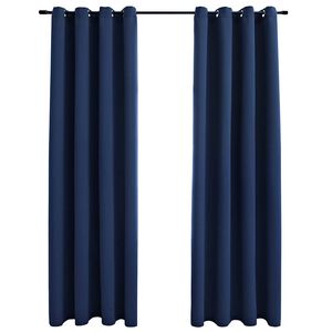 vidaXL Verdunkelungsvorh&auml;nge mit Metall&ouml;sen 2 Stk. Blau 140x175 cm
