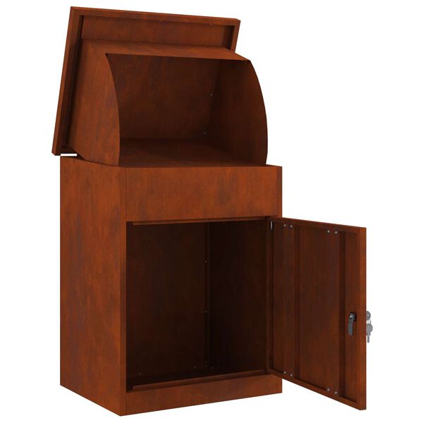 vidaXL Paketdrop-Box mit T&uuml;r Rostig 47,5 x 38 x 59 cm Wetterfeststahl