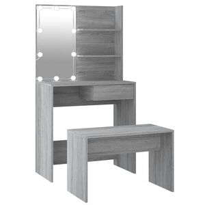 vidaXL Schminktisch-Set mit LED Grau Sonoma Holzwerkstoff