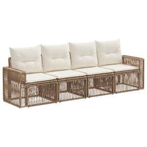 vidaXL Gartensofa-set 4 stk. Beige und Cremewei&szlig; Poly-Rattan