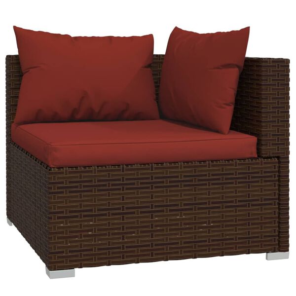 vidaXL 4-tlg. Garten-Lounge-Set mit Auflagen Poly Rattan Braun