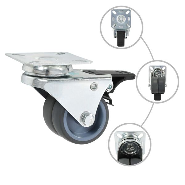 vidaXL 24 Stk. Lenkrollen mit Zwillingsrad 50 mm