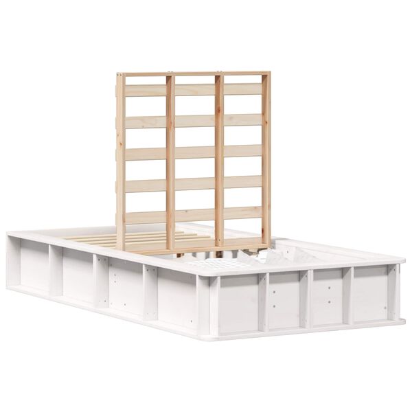 vidaXL Bettrahmen Wei&szlig; 100 x 200 cm Massives Kiefernholz