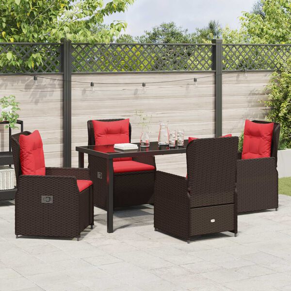 vidaXL Garten Essgruppe 5 pcs Braun Poly Rattan