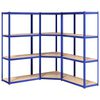 vidaXL Regale mit 4 B&ouml;den 3 Stk. Blau Stahl & Holzwerkstoff