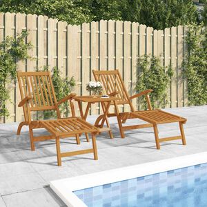 vidaXL Gartenliegen mit Fu&szlig;teil und Tisch Massivholz Akazie
