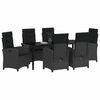vidaXL Garten Essgruppe mit Kissen 7 pcs Schwarz Poly-Rattan